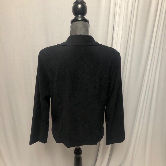 Briggs Jacket Womens Size Medium Petite Faux Suede Zip Black Burgundy Colorblock - Picture 4 of 6